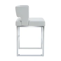 Lot de 2 tabourets de bar style nordique, structure métallique robuste avec pieds argentés, 48x53.3x91.4 cm, Gris clair+Argent(m-11)