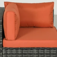 Outsunny Four-Piece Rattan Sofa Set - Orange/Grey(m-8)