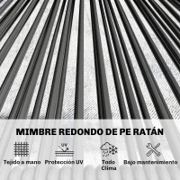 Outsunny Conjunto de Jardín Exterior de Ratán 4 Piezas Incluye Sofá de 2 Plazas 2 Sillas Mesa de Centro con Tapa Metálica Negro(m-5)