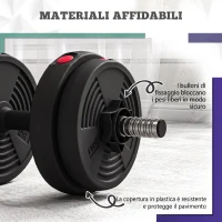 SPORTNOW Set 2 in 1 con 2 Manubri Convertibili in Bilanciere, Peso Totale 15 kg e Dischi Pesi Regolabili, Rosso(m-7)