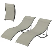Outsunny Set 2 Sdraio da Giardino Pieghevoli, Lettino Prendisole in Alluminio e Textilene, 61x165x63cm(m-11)