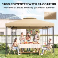 Outsunny 3(m) Gazebo Top Cover Double Tier Canopy Replacement Pavilion Roof Deep Beige(m-6)