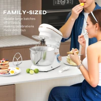 HOMCOM 1300W Kitchen Stand Mixer, with Accessories - White(m-8)