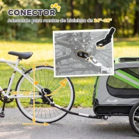 PawHut Remolque de Bicicleta para Perros 2 en 1 Carrito para Mascotas Plegable con Cinturón de Seguridad Reflectores Verde(m-7)
