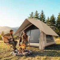 Outsunny Tienda de Campaña Pop-up para 2 Personas Plegable Impermeable 3000 mm con Bolsa de Transporte 235x235x184 cm Caqui(m-10)