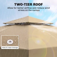Outsunny 3(m) Gazebo Top Cover Double Tier Canopy Replacement Pavilion Roof Deep Beige(m-4)