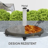 Outsunny Bază pentru Umbrelă din Rășină de 20 kg, Rotundă, cu Roți și Frâne, Bronz(m-5)