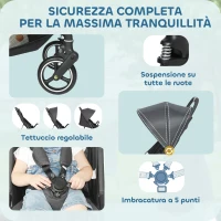 AIYAPLAY Passeggino per Bambini 0-3 Anni Pieghevole e Leggero con Schienale Regolabile, Capottina, Cestino, Grigio Scuro(m-7)