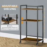 HOMCOM 3-Tier Printer Stand, Utility Cart, Rolling Trolley with Adjustable Shelves with Lockable Wheels for Home Office, Rustic Brown(m-6)