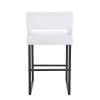 Lot de 2 tabourets de bar style nordique, structure métallique robuste avec pieds argentés, 48x53.3x91.4 cm, Blanc+Noir(m-12)