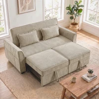 HOMCOM Divano letto 2 posti 4-in-1 ad angolo in ciniglia 167 cm con schienale regolabile, marrone(m-10)