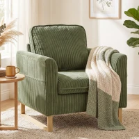 HOMCOM Accent Chair with Spring, Modern Industrial Armchair with Metal Legs for Livingroom Dark Green(m-10)