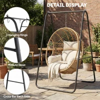 Outsunny Hammock Chair Stand Only 150KG Load Capacity for Indoor Outdoor, Black(m-7)