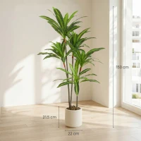 HOMCOM 150cm Lifelike Fake Tree, Artificial Dracaena Tree with Bendable Trunks, Green(m-3)