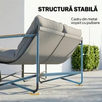 Set de Grădină Outsunny cu Canapea, 2 Fotolii și Măsuță cu Blat din Sticlă, Mobilier de Exterior cu Perne Groase, Gri Deschis(m-6)