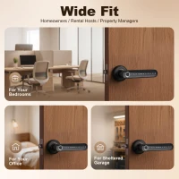 HOMCOM Serrure de Porte Intelligente, 5 Accès par Empreinte, Code, Carte NFC, Application Tuya/Smart Life et Clé, Noir(m-8)