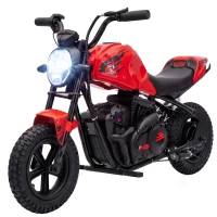 AIYAPLAY Moto da Cross Elettrica per Bambini 24V Motore 180W, 6-12 Anni, Pneumatici 30cm in Gomma, Rossa(m-11)