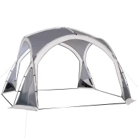 Outsunny Dome Tent for 6-8 Person, Camping Tent with 4 Zipped Mesh Doors, Removable Oxford Cloth, Lamp Hook, Portable Carry Bag, White and Grey(m-11)