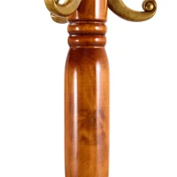Porte-manteau européen en bois massif, design sculpté et élégant, plusieurs crochets à hauteurs variées, 48x48x195 cm, Couleur naturelle(m-11)