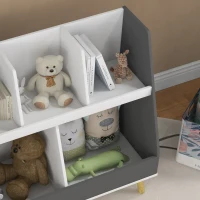 HOMCOM Comodă pentru depozitarea jucăriilor pentru copii cu 2 niveluri și 5 compartimente din lemn, 80x34x79cm, gri(m-9)