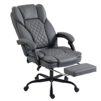 HOMCOM Executive Home Office Chair Reclining Function Footrest Computer Desk Chair High Back, Grey(m-11)