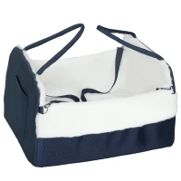 PawHut Siège auto pour chien avec ceinture de sécurité et fixation, siège de voiture pour chiens 55 x 46 x 32 cm bleu marine(m-12)