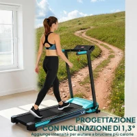 SPORTNOW Tapis Roulant Pieghevole 1-10 km/h con Controllo Gestuale e Inclinazione, Azzurro(m-6)