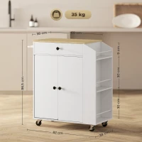 HOMCOM Keukentrolley met lade, kastvak, kruidenrek, handdoekstang,  82 x 38 x 86,5 cm, Wit/Eiken(m-3)