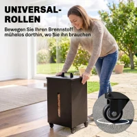 Outsunny Metall Pelletbehälter mit Rollen, 30 kg Pelletbox, Pelletlagerung mit Sieb 4 Füllstandsanzeigen 36,5 x 36,5 x 61,5 cm(m-7)