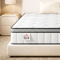 HOMCOM Matelas 90 x 190 cm, 20cm d'épaisseur, matelas à ressorts ensachés 7 zones mousse à mémoire forme au gel rafraîchissant(m-16)