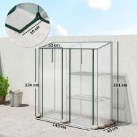 Outsunny Seră Verticală cu 2 Secțiuni și 3 Rafturi, din Plastic și Oțel, 143x45x151 cm, Verde Închis și Transparent(m-3)