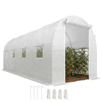 Outsunny Serra da Giardino a Tunnel 5x2x2m con Struttura in Acciaio e Telo in Polietilene Bianco(m-1)