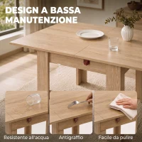 HOMCOM Tavolo da Pranzo Pieghevole in Legno per 4 Persone, 140x70x77 cm, Rovere(m-7)