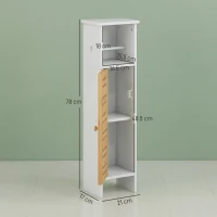 HOMCOM Dulăpior de Baie cu Suport pentru Hârtie Igienică, Dulap Îngust cu Raft Reglabil, 78 cm, Alb(m-3)