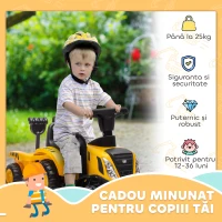 AIYAPLAY Camion de jucărie pentru copii de 12-36 luni, cu lopată și remorcă, din PP și metal, 91x29x44 cm, galben(m-4)