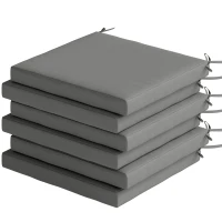 Outsunny Juego de Cojines para Sillas de Comedor 46x42x7 cm 6 Piezas con Funda Lavable y Lazos Impermeable Anti-UV Gris Oscuro(m-11)
