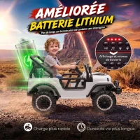 AIYAPLAY Voiture Électrique Enfants 12V, Buggy Électrique Enfants, 2 Moteurs, Télécommande 2,4G, Batterie Lithium, Blanc(m-5)