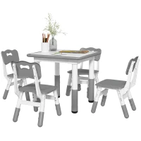 AIYAPLAY Ensemble 1 table et 4 chaises pour enfants à hauteur réglable, set de 5 pièces, gris(m-11)
