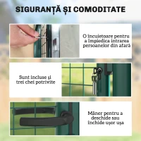 Outsunny Poartă de Grădină din Oțel 97 x 150 cm, Poartă cu Încuietoare, 3 Chei, Mâner și 2 Stâlpi(m-5)
