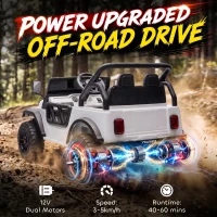 AIYAPLAY Mașină Electrică pentru Copii 12V, Buggy Electric pentru Copii, 2 Motoare, Telecomandă 2,4G, Baterie Litiu, Alb(m-4)