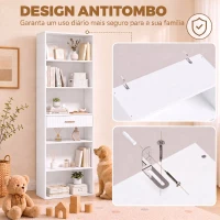 HOMCOM Estante para Livros Alta e Estreita, Estante de 7 Níveis com Gaveta, 6 Compartimentos Abertos, 60x24x182 cm, Branco(m-7)