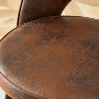 Tabouret de bar pivotant 360°, dossier ajouré design, piètement métal, 47,40x44,00x92,00 cm, Marron+Noir(m-7)