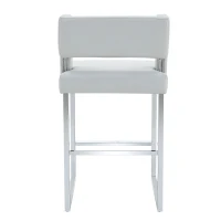 Lot de 2 tabourets de bar style nordique, structure métallique robuste avec pieds argentés, 48x53.3x91.4 cm, Gris clair+Argent(m-12)