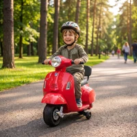 AIYAPLAY Moto Elettrica per Bambini 1.5-3 Anni MINI VESPA GTS 6V, Rossa(m-2)
