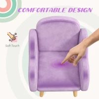 ZONEKIZ Kids Armchair Toddler Sofa Children Chair with Arm Rest, Wooden Frame, Velvet, PP Legs, Cloud Shape, for Ages 1.5-3 Years - Purple(m-5)