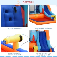 Outsunny Castello Gonfiabile per Bambini con Scivolo, Vasca e Trampolino, 350x250x185 cm, Multicolore(m-8)