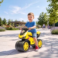 AIYAPLAY Moto per Bambini Balance Bike Senza Pedali con Musica, Età 18 Mesi - 3 Anni, Giallo(m-9)
