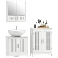 kleankin Modern Bathroom Storage Cabinet, Freestanding Floor Cupboard with Double Doors and Adjustable Shelves for Living Room, Hallway, Kitchen, Entryway, White(m-11)