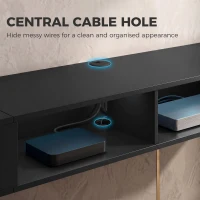 HOMCOM Wall Mounted TV Stand with RGB LED Lights, Floating Entertainment Centre for 75 Inch TV, Black(m-7)