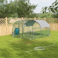 PawHut Walk In Chicken Run with Chicken Activity Shelf and Cover, 2.8 x 3.8 x 2m(m-10)